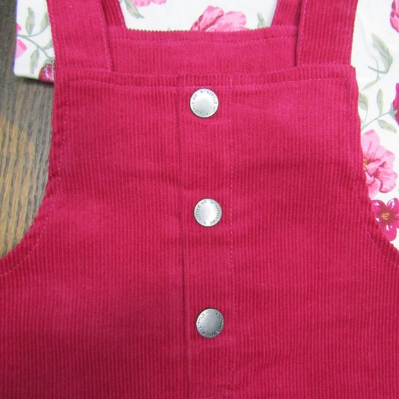 Little Me baby girls 2 piece pink jumper dress & floral knit top set 12 months - Picture 2 of 3